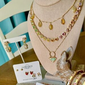 Park Lane 💚 OLIVE Necklace 2 in 1 layered Boho inspired Gold Mint Cream NWT!